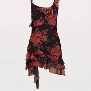 Peppermayo Floral Black and Red Mini Dress